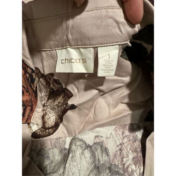 Chico’s soft blush floral dusty rose pink draped front cardigan jacket 1 (8) - Picture 8 of 9